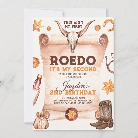 これは私の最初のロデオ・カウボーイの2番目の誕生日ではない 招待状 (正面)