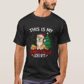 これは私の柴犬ドッグサンタハットクリスマスパジャム Tシャツ (正面)