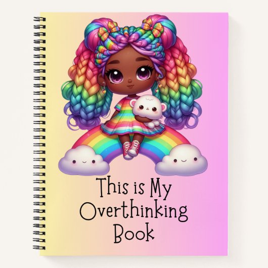 これは私の考え過ぎの本だ – かわいいピンクのノート ノートブック (正面)