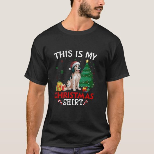 これは私の英語のセッター犬サンタハットクリスマス Tシャツ (正面)