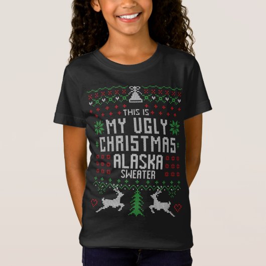 これは私の醜いクリスマスアラスカのセーターおもしろいXma Tシャツ (正面)