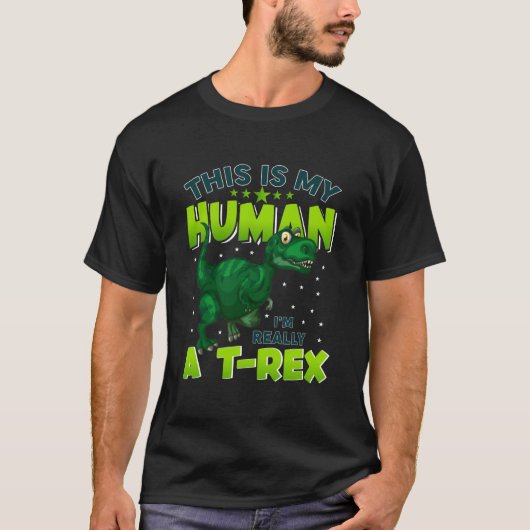 これは私の飼い主、本当の私はティラノサウルス – 恐竜が面白い Tシャツ (正面)
