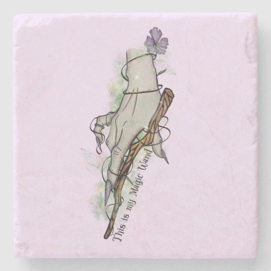 これは私の魔法杖 – ゴシック様式の魔女の手 ストーンコースター (正面)
