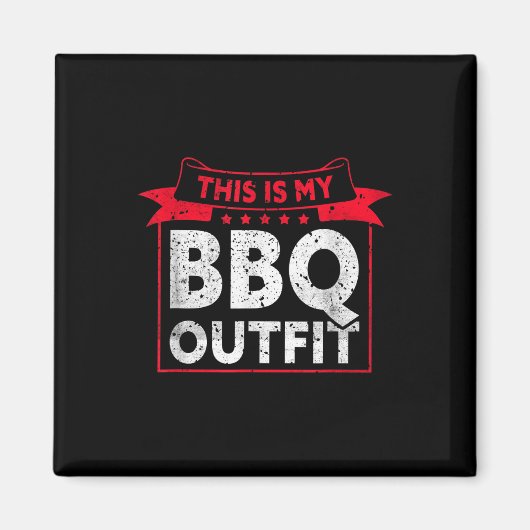 これは私のBbq衣装_バーベキューミートグリルおもしろい マグネット (正面)