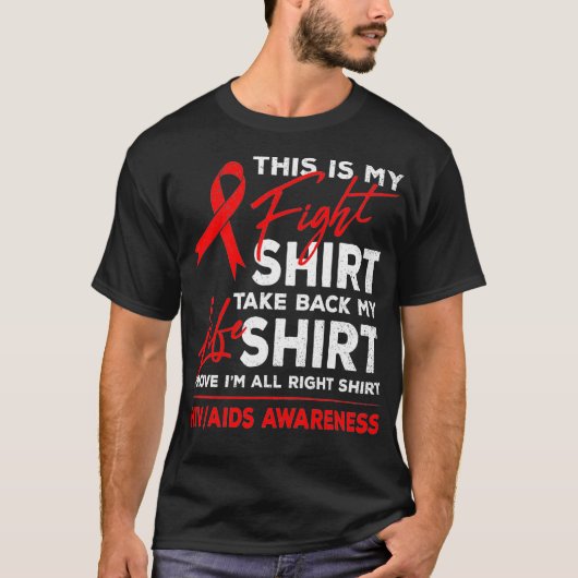 これは私のHIVエイズ認識度の赤いリボンの戦いだ Tシャツ (正面)
