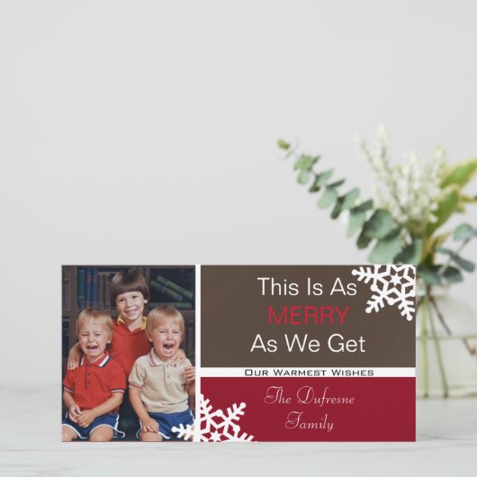これは私達が得るメリーように垂直の写真のクリスマス" シーズンカード (スタンド正面)