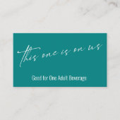 これは米国のティール（緑がかった色）ドリンクチケット エンクロージャーカード (正面)