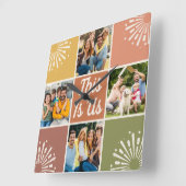 これは米国の中世紀の4フォトコラージュ家族 スクエア壁時計 (傾斜)