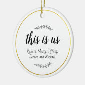 これは米国の家族の名前ブラック金ゴールドトリムクリスマス セラミックオーナメント (左)