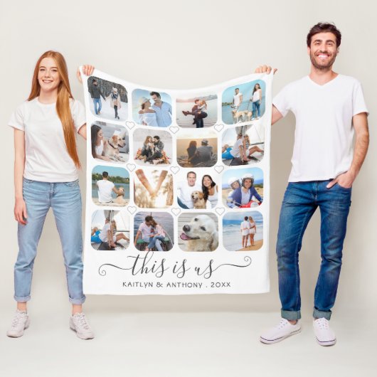 これは米国の手書きスクリプトハート16写真 フリースブランケット (インサイチュ)