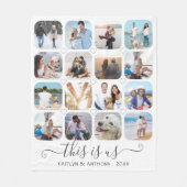 これは米国の手書きスクリプトハート16写真 フリースブランケット (正面)