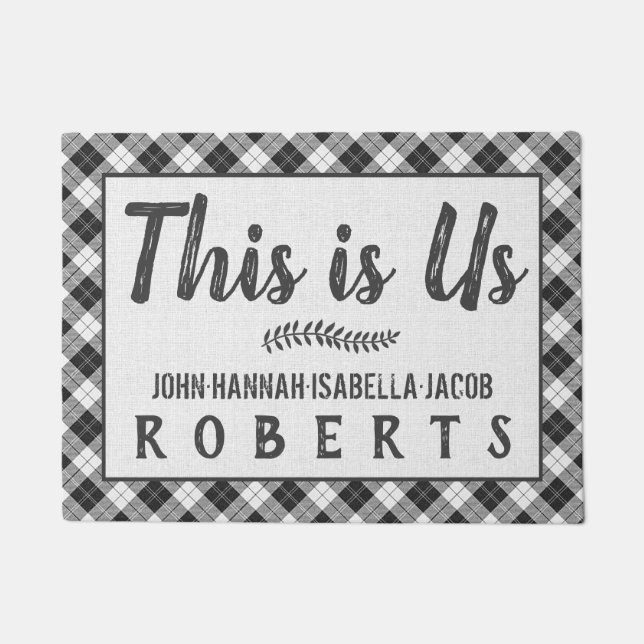 これは米国白黒バッファローチェックプレイドカスタム ドアマット (正面)