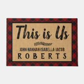 これは米国黒赤バッファローチェックプレイドカスタムLg ドアマット (正面)