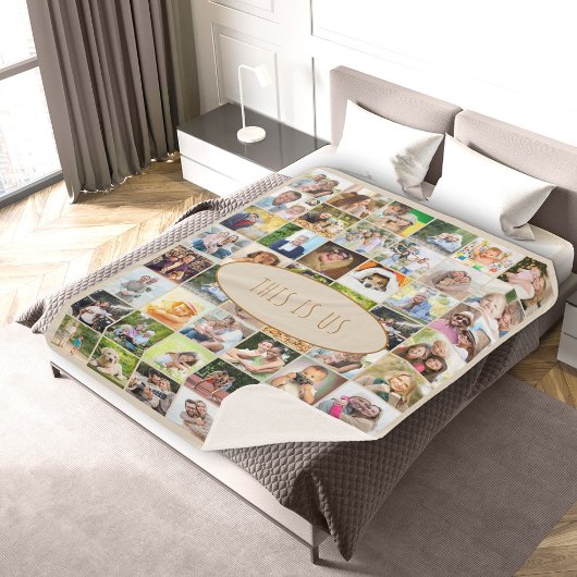 これは米国40写真フォトコラージュヴィンテージクリーム シェルパブランケット