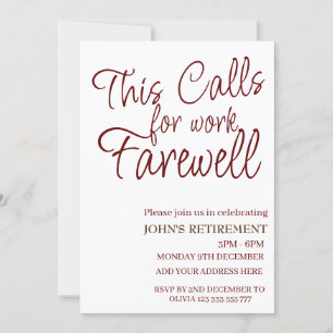 これは職場のお別れの退職をカスタム要求する 招待状