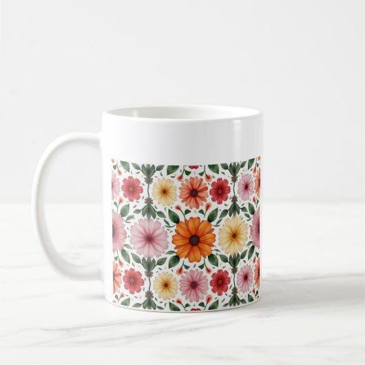 これは花のデザインマグだ コーヒーマグカップ (左)