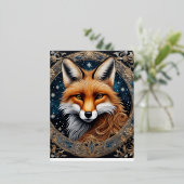 これは黒檀の色狐の中心である 箔シーズンポストカード (立ち正面)