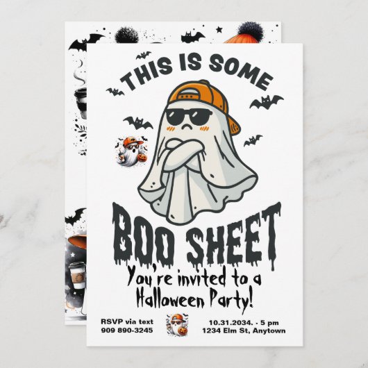 これはSome Boo Sheet幽霊 不気味 招待状 (正面/裏面)