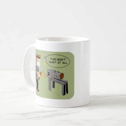 これはWoodturningのおもしろいな漫画を傷つけません コーヒーマグカップ (正面左)