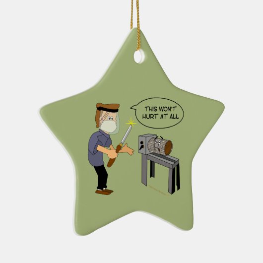 これはWoodturningのおもしろいな漫画を傷つけません セラミックオーナメント (右)