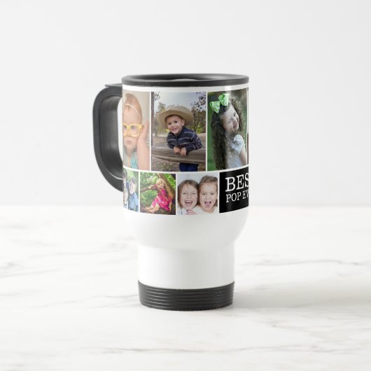 これまでに10件もの写真コラージュを作成最高のしまポップ・アートのす トラベルマグ (正面左)