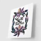 "これもパス"水色リリーリース スクエア壁時計 (傾斜)