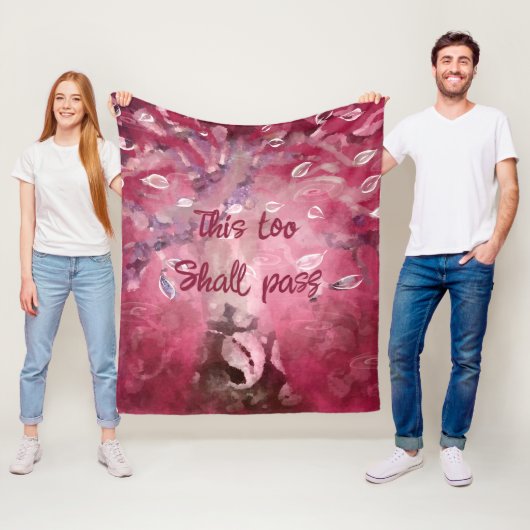 これもピンクの抽象芸術の木離れを渡す フリースブランケット (インサイチュ)