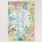 これもピンクブルーの水彩フローラ ジグソーパズル (縦)