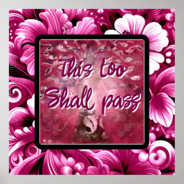 これも抽象芸術の木ピンクの白を渡す ポスター