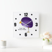 これも知恵紫のおもしろい鳥を通す。 スクエア壁時計 (ホーム)