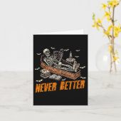 これより良いユーモア骸骨本を読む棺 カード (黄色い花)