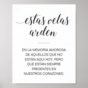 これらのキャンドルが燃える スペイン語の結婚式追悼看板 ポスター