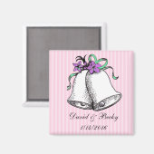 これらのピンクの結婚式の引き出物磁石をパーソナライズ マグネット (正面/裏面)