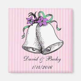 これらのピンクの結婚式の引き出物磁石をパーソナライズ マグネット