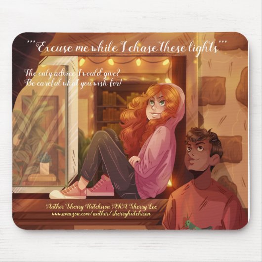 これらのライトを追ユニークいかける マウスパッド (正面)