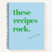 これらのレシピカラフルロックブルーとグリーンレシピ ノートブック (正面)
