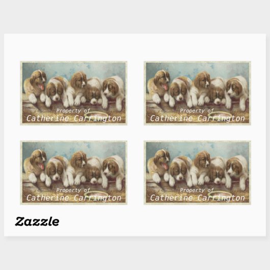 これらの可愛いヴィンテージパピーステッカーをパーソナライズ 長方形シール (シート)