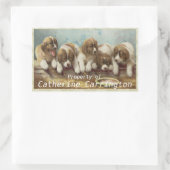 これらの可愛いヴィンテージパピーステッカーをパーソナライズ 長方形シール (バッグ)