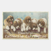 これらの可愛いヴィンテージパピーステッカーをパーソナライズ 長方形シール (正面)