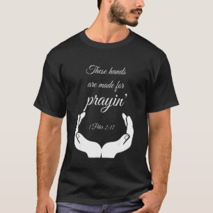 これらの手は祈りのキリスト教のスローガンのために作られる Tシャツ