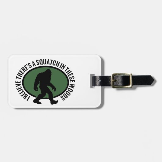 これらの森のクールな楕円形のSquatch ラゲッジタグ (正面横)