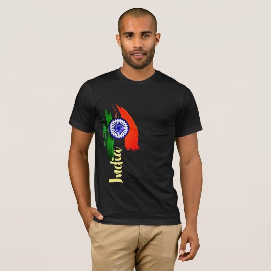 これらの色は走インディアンフラグTirangaプライド Tシャツ (正面フル)