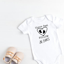 これらの足後を追ス・イエス ベビーボディスーツ