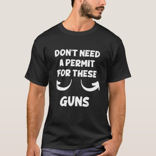 これらの銃のジムの男性のための許可おもしろいは必要ない Tシャツ (正面)