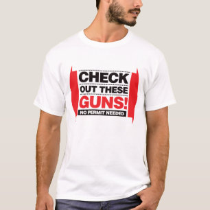 これらの銃を-赤および黒点検して下さい Tシャツ