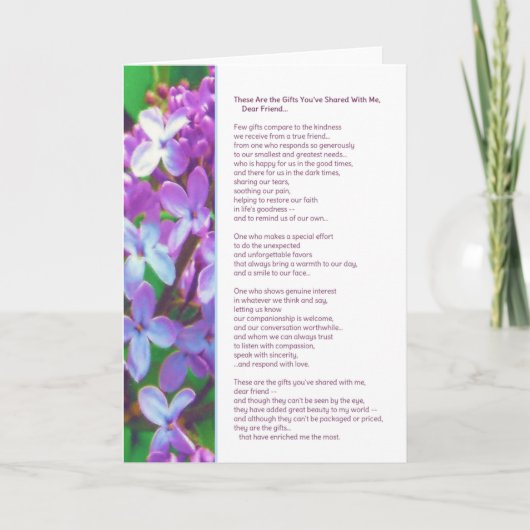これらは、あなたが共有した贈り物…友情 サンキューカード (正面)