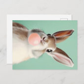 これを噛む：イースターバニーはガムを楽しむ ポストカード (正面/裏面)