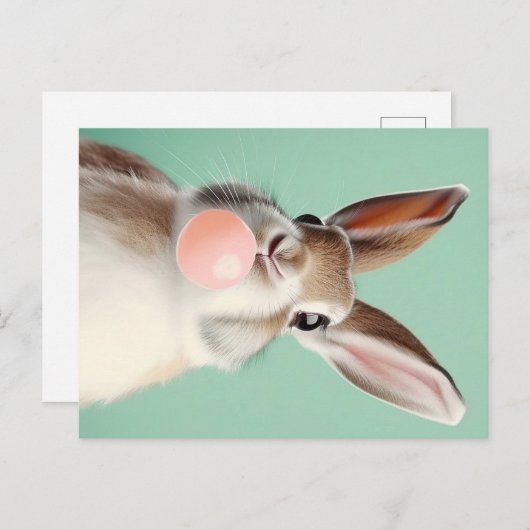 これを噛む:イースターバニーはガムを楽しむ ポストカード (正面/裏面)