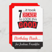 これを良く見るのに70年かかった70誕生日 招待状 (正面/裏面)