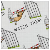 これを見ろ！犬 – おもしろい犬敏捷性 ファブリック (クローズアップ)